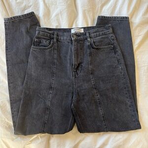 Reformation Gray Straight Line Jeans with Detail